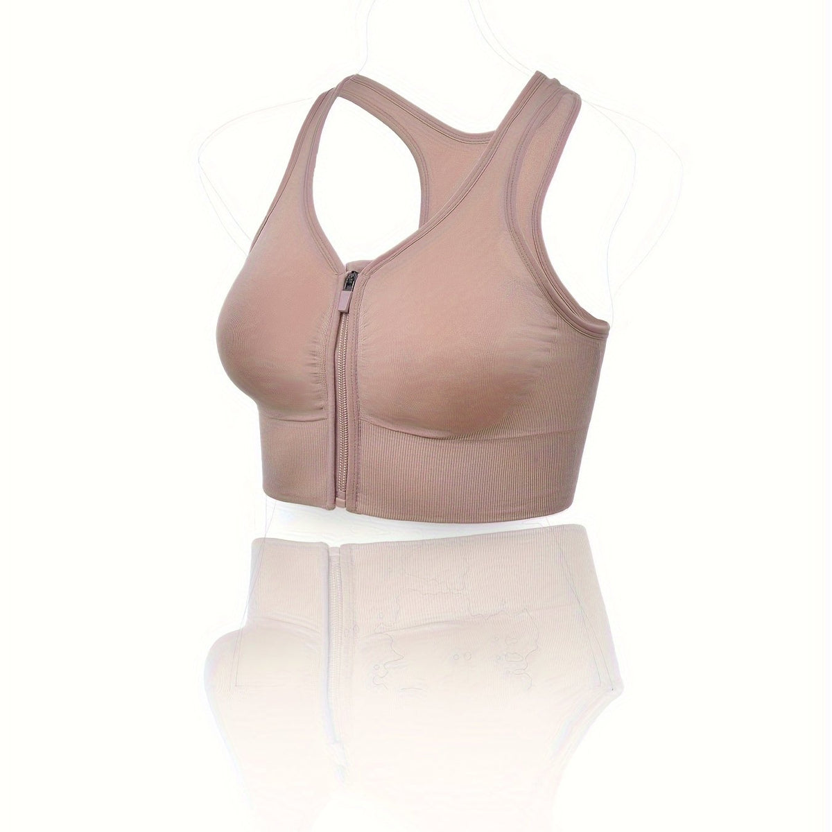 Cut Out Zipper Sports Bra Breathable Push Up Shockproof Women's Underwear