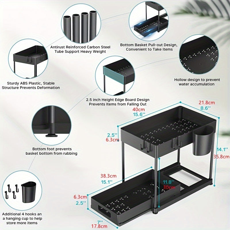 Kitchen Organizer Countertop Storage Rack Cabinet Pull out Sink Rack