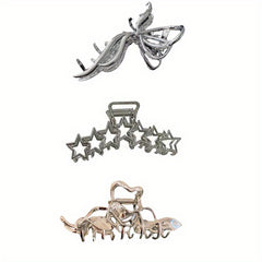 3pcs Metal Hair Claw Clip Non Slip Hair Grip Hollow Styling Accessory