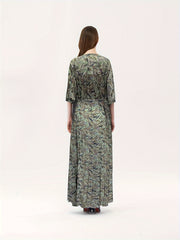  Tropical Print Boho Kaftan Maxi Dress