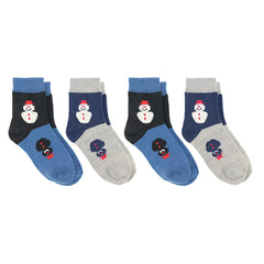 4 Pairs Snowman Print Socks Women's Christmas Crew Stockings