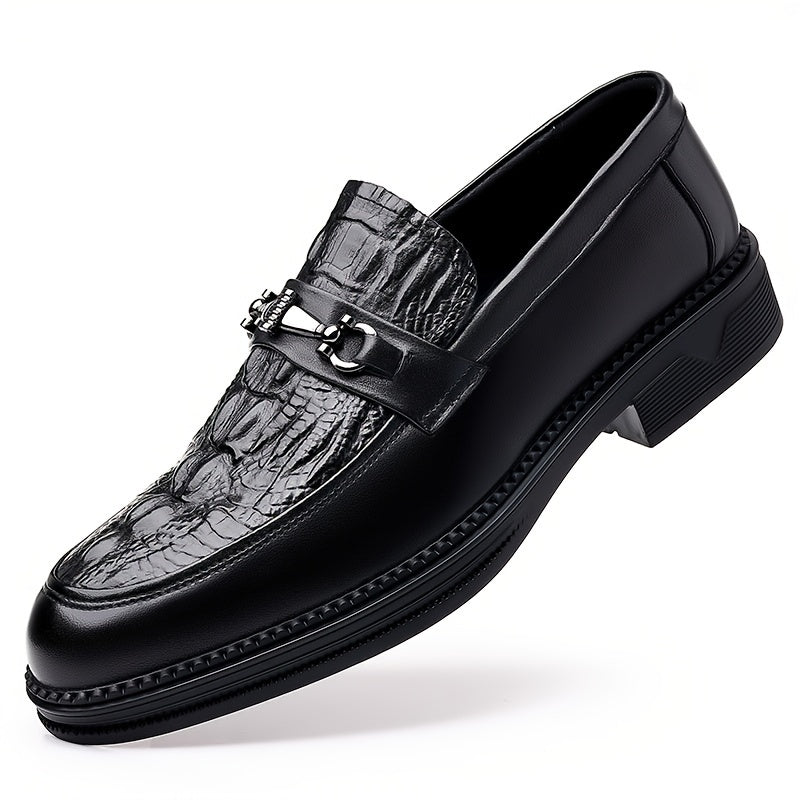 Crocodile Embossed Pointed Top Formal Dress Shoes for Wedding Business