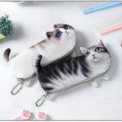 Simulation Cat Pencil Case Printed Cat Stationery Bag