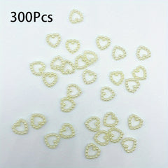 300Pcs Colorful Hollow Pearly Heart Pearl Nail Charm Acrylic Heart Decoration
