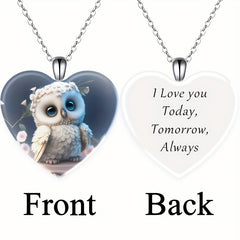 1pc Zinc Alloy Owl Pendant Crystal Necklace Men Women Party Accessory