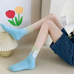 Gradient Ribbed Mid Tube Socks Women's Stockings