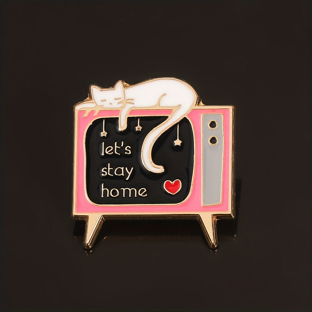 Stay Home Swing Rotten TV Cat Brooch Men