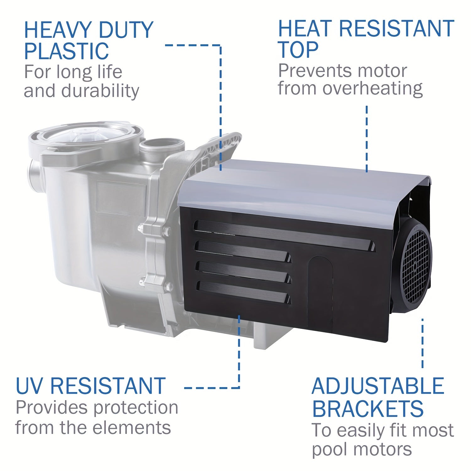 Adjustable ABS Pool Pump Cover Protects Motor from UV & Rusting
