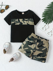 2pcs Boys Camo Cotton T shirt & Shorts Baby Summer Clothing