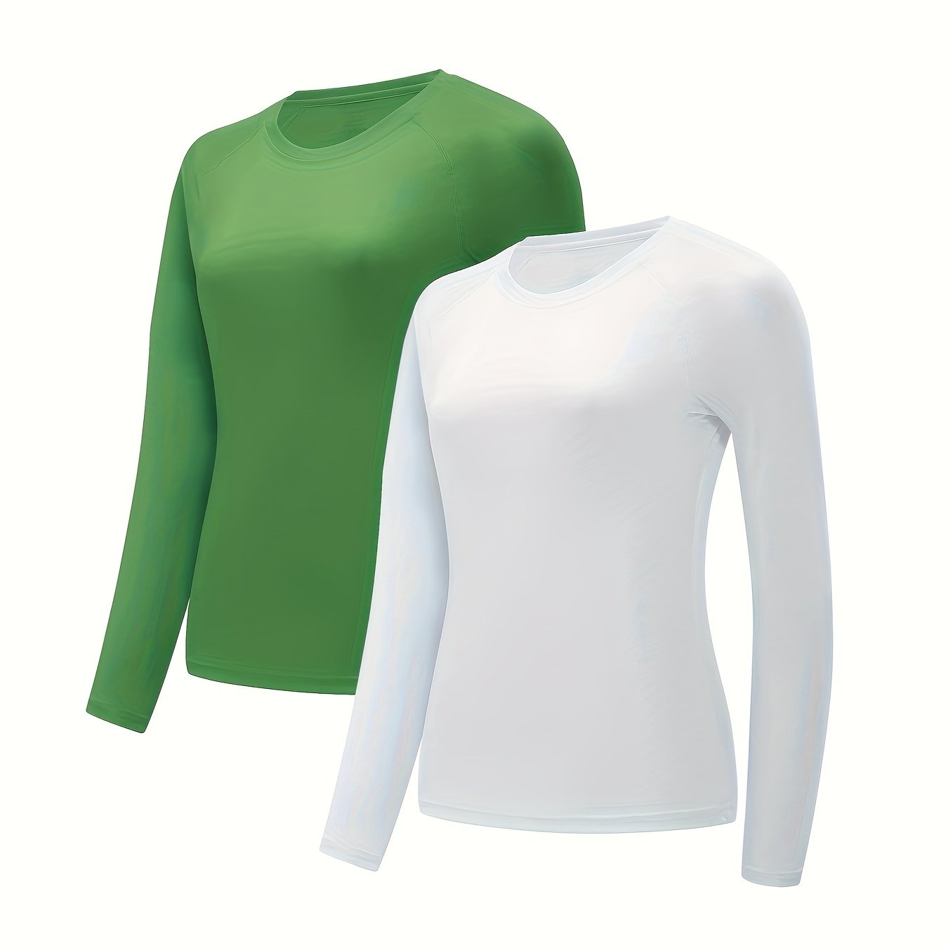 2pcs Solid Lounge Tops Long Sleeve Crew Neck Top Women's Loungewear