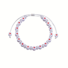 Seaside Acrylic Love Beaded Pearl Anklet