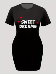  Heart & Letter Print Tee Dress