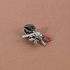 Rose Pistol Brooch Enamel Pin Oil Dripping Badge Backpack
