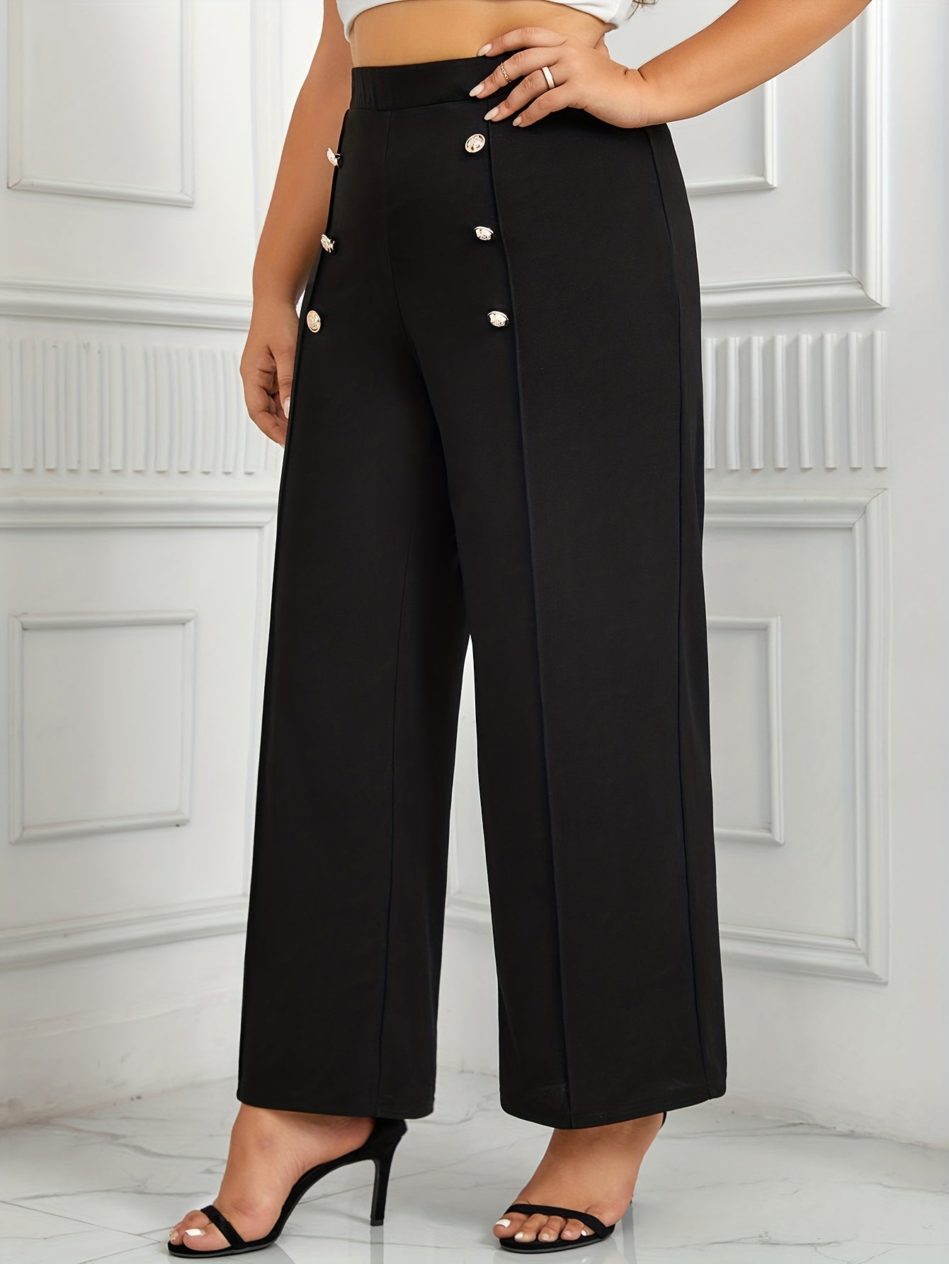  High Rise Wide Leg Trousers