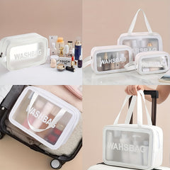 3Pcs Clear Travel Cosmetic Bag Set Waterproof Makeup Bag Portable Toiletry Bag