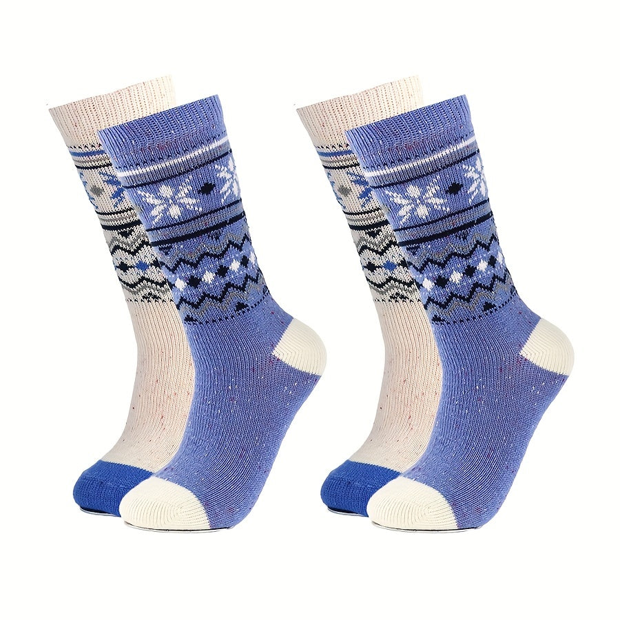 2 Pairs Floral Print Mid Tube Socks Women's Stockings