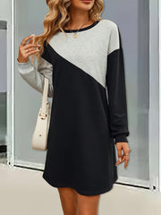  Colorblock Long Sleeve Mini Dress