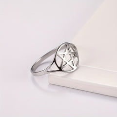 Stainless Steel Pentagram Symbol Ring for Men