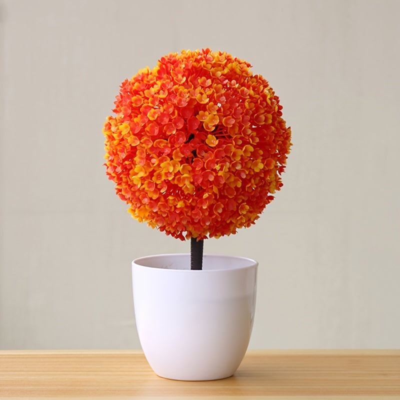 4pcs Artificial Potted Plant Plastic Bonsai Tree Flower Ornament