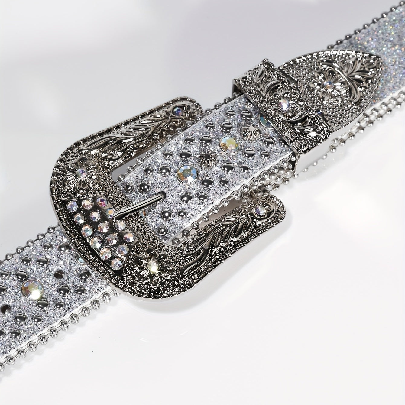 Punk Style Wide Leather Belt with Flower Alloy