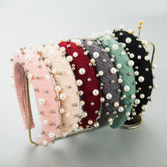 Faux Pearl Beading Knitted Headband