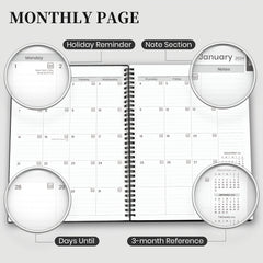 1PC Planner Weekly Monthly Calendar Spiral 12 Months From JAN to DEC Office Plan