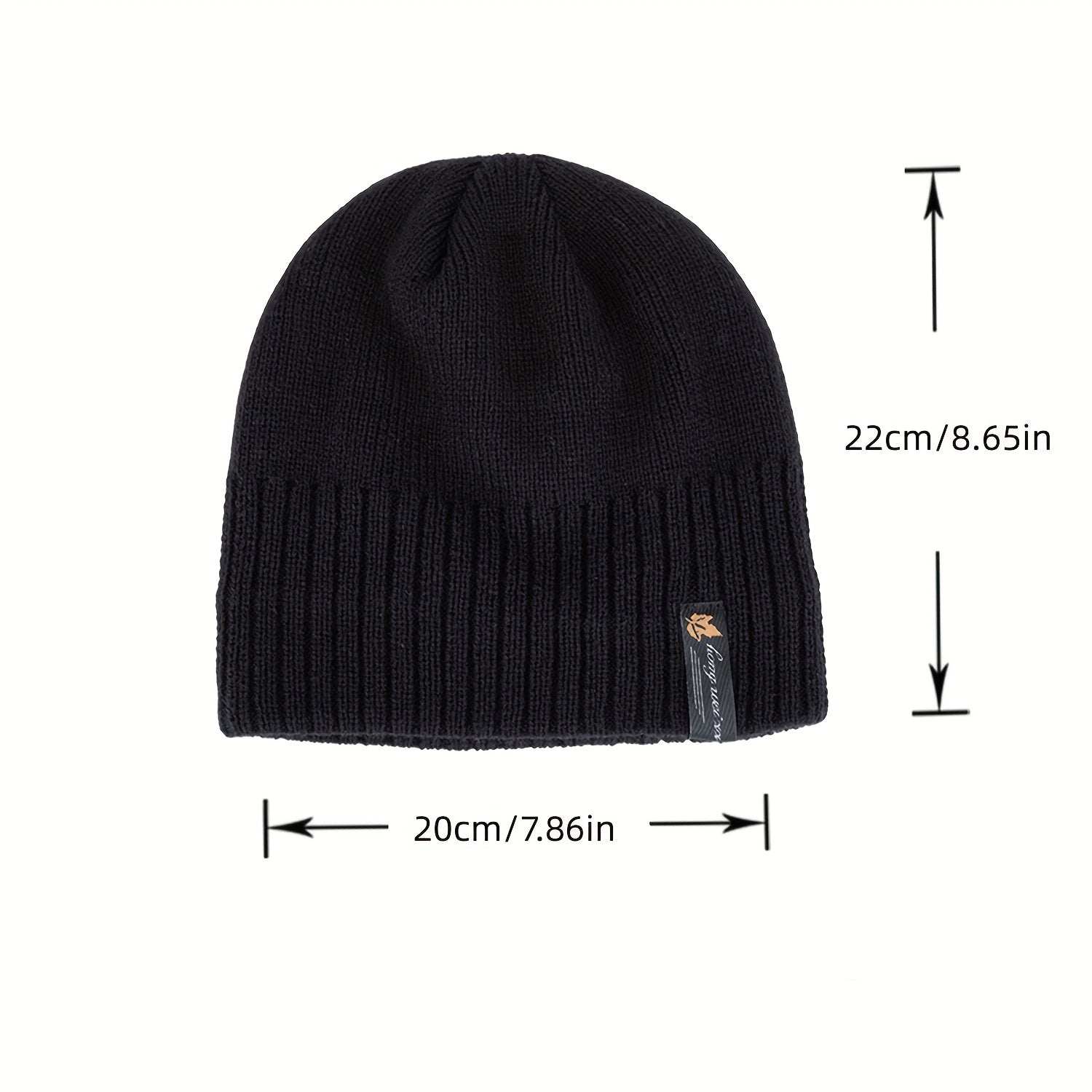 Yellow Leaf Winter Knitted Beanie Hat Plus Velvet Warm Outdoor Short Hat