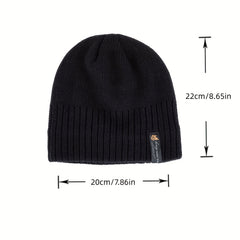 Yellow Leaf Winter Knitted Beanie Hat Plus Velvet Warm Outdoor Short Hat