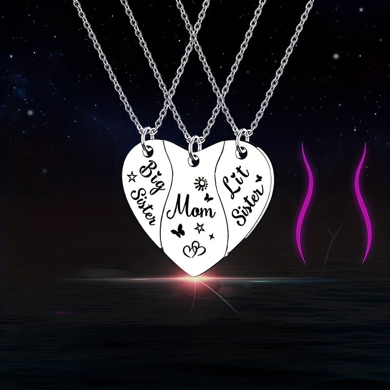 Stainless Steel Love Mother & Daughter Necklace Set