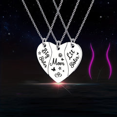Stainless Steel Love Mother & Daughter Necklace Set