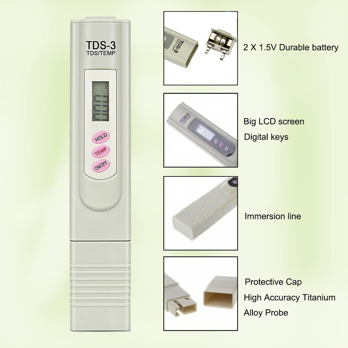Water Tester LCD Display Accuracy Water Meter Drinking Water Aquariums RO System