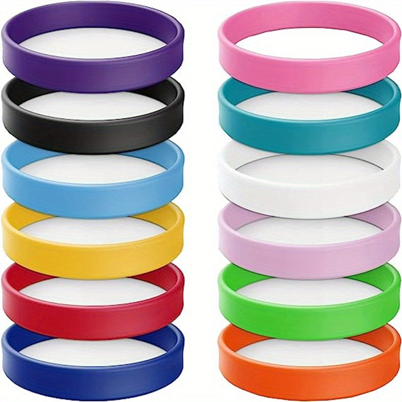 12 Pcs Mixed Silicone Wristbands Solid Bracelets