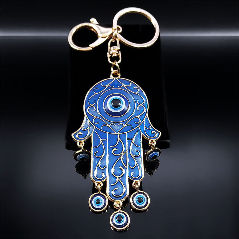 Lucky Eye Hamsa Hand Key Chain Men Evil Eyes Tassel Keyring Bag Accessory