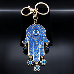 Lucky Eye Hamsa Hand Key Chain Men Evil Eyes Tassel Keyring Bag Accessory