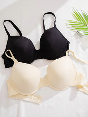 4 Pack Plus Size Bras Set Women's Plus Solid & Leopard Print Padded Underwire