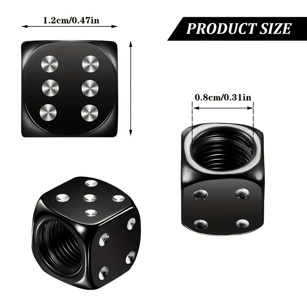 4pcs Aluminum Dice Air Valve Dust Cover Car Tire Decoration Valve Cover