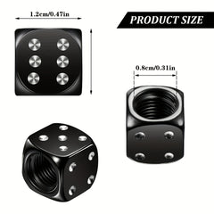 4pcs Aluminum Dice Air Valve Dust Cover Car Tire Decoration Valve Cover