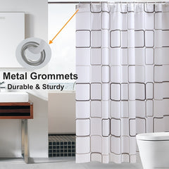 1pc Checkered PEVA Shower Curtain With 12 Hooks