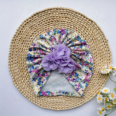 Soft Elastic Cap Baby Flower Printed Cap For Newborn Kids