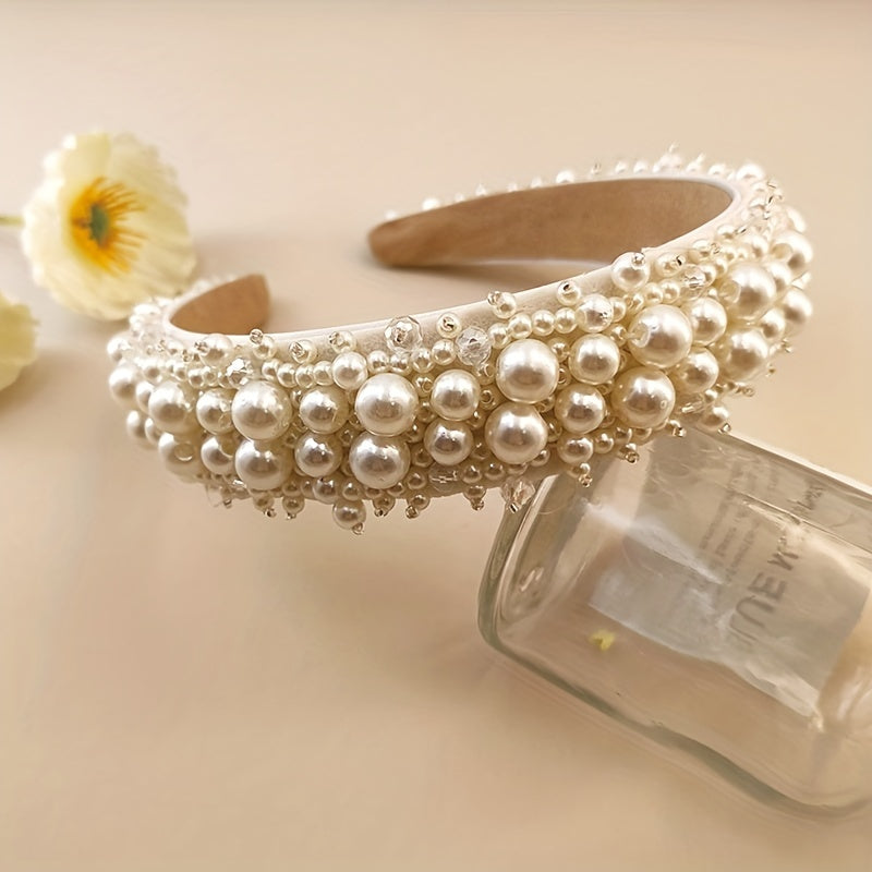 Faux Pearl Crystal Headband Hair Accessory Party Dress Up