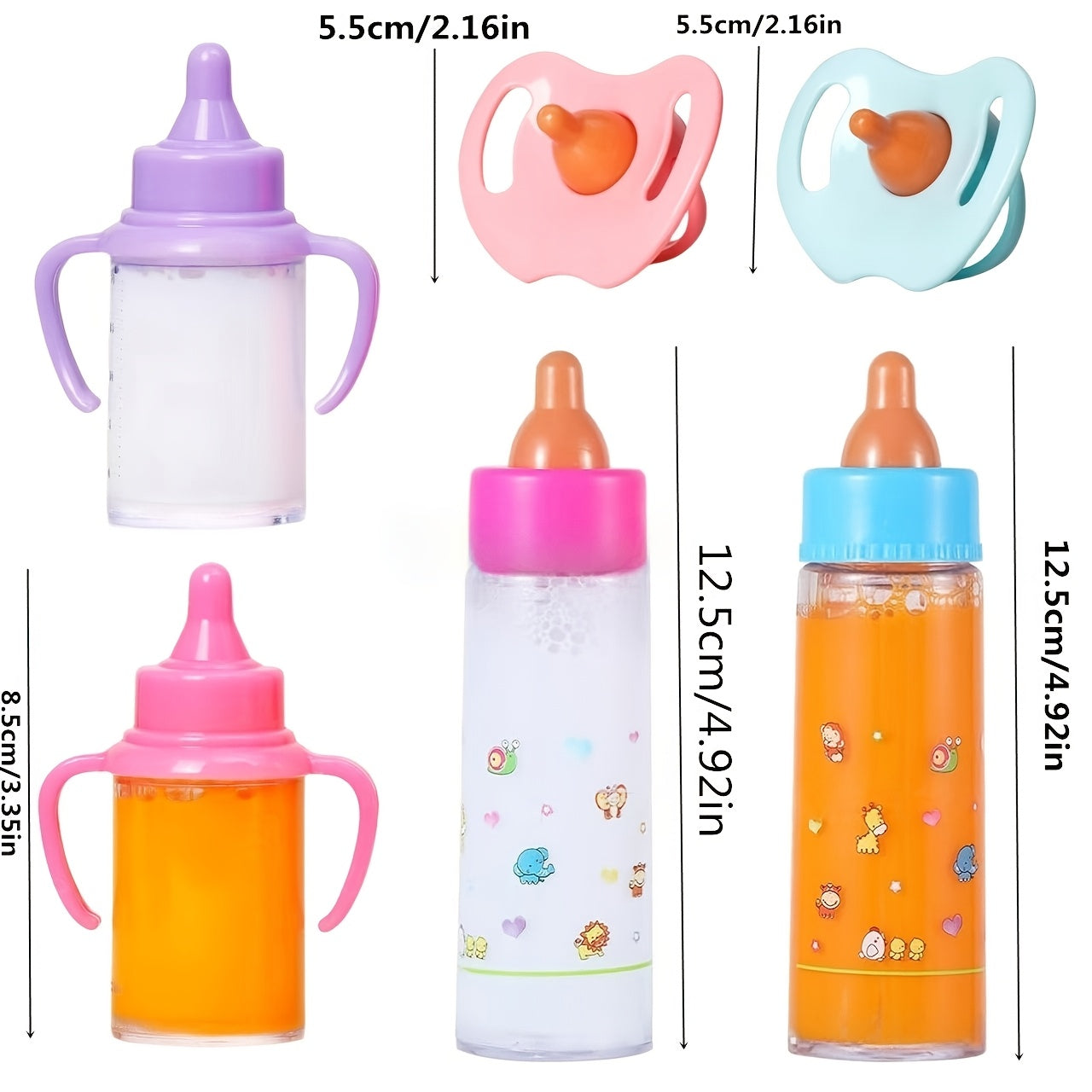 6pcs Doll Feeding Set for Toy Stroller Milk Juice Bottles Pacifier Baby Doll