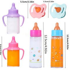 6pcs Doll Feeding Set for Toy Stroller Milk Juice Bottles Pacifier Baby Doll