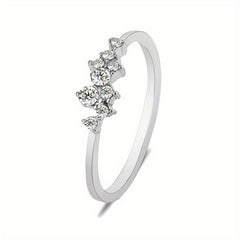 Heart Wave Cuff Ring with Rhinestone Inlay