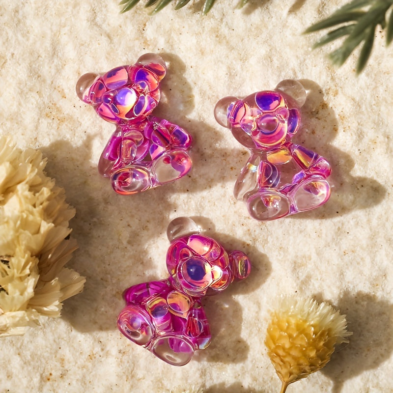 10pcs Aurora Bear Charms for Crafts DIY Resin Charms Accessories
