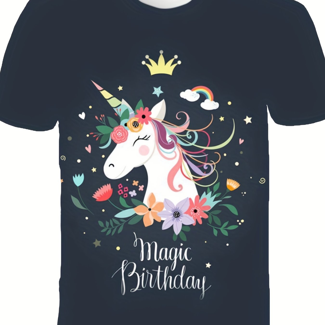 Girl's Floral Pony T-shirt 3D Print Short Sleeve Tee For Summer