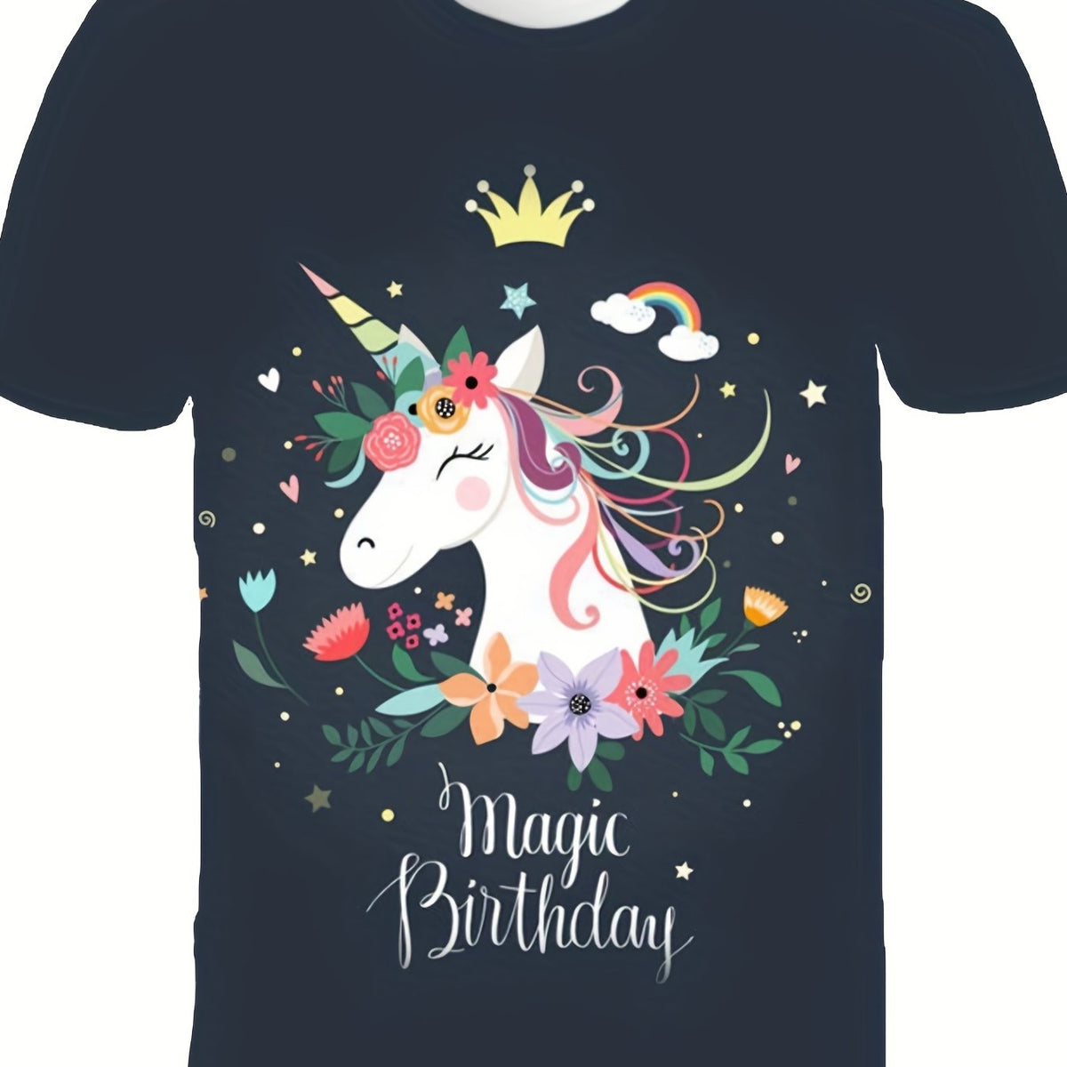 Girl's Floral Pony T-shirt 3D Print Short Sleeve Tee For Summer