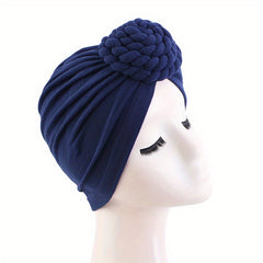 Braided Knotted Turban Cap Head Wrap Bandana Stretchy Beanie Hat