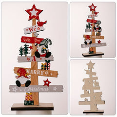 Christmas Tree Santa Claus Wooden Sign Xmas Decoration Party
