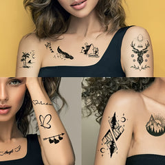 32 Sheet Temporary Tattoo Set Mix Hearts Butterflies Moons Planets