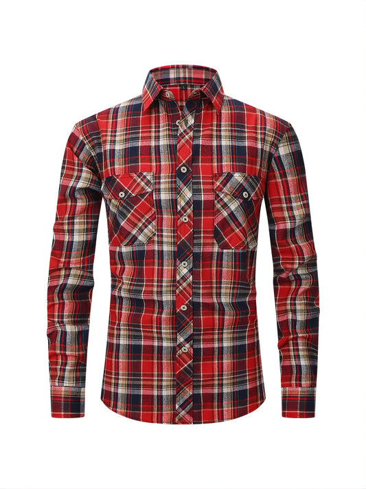 Men's Plaid Long Sleeve Button Down Shirt
